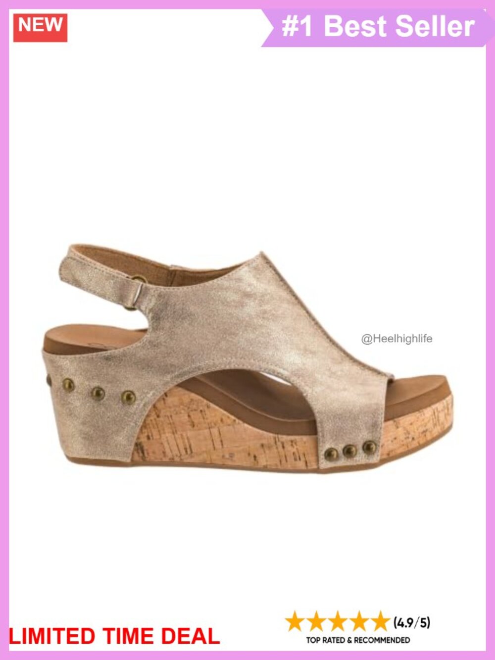 Corkys EVA Foam Cushioned Wedge Sandals 2.5 Inch Heel Hook & Loop Closure